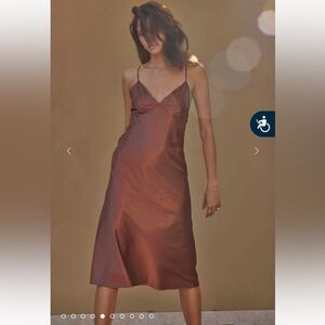 NWT Grace Loves Lace | Silky Satin Midi Dress - copper - Open Back